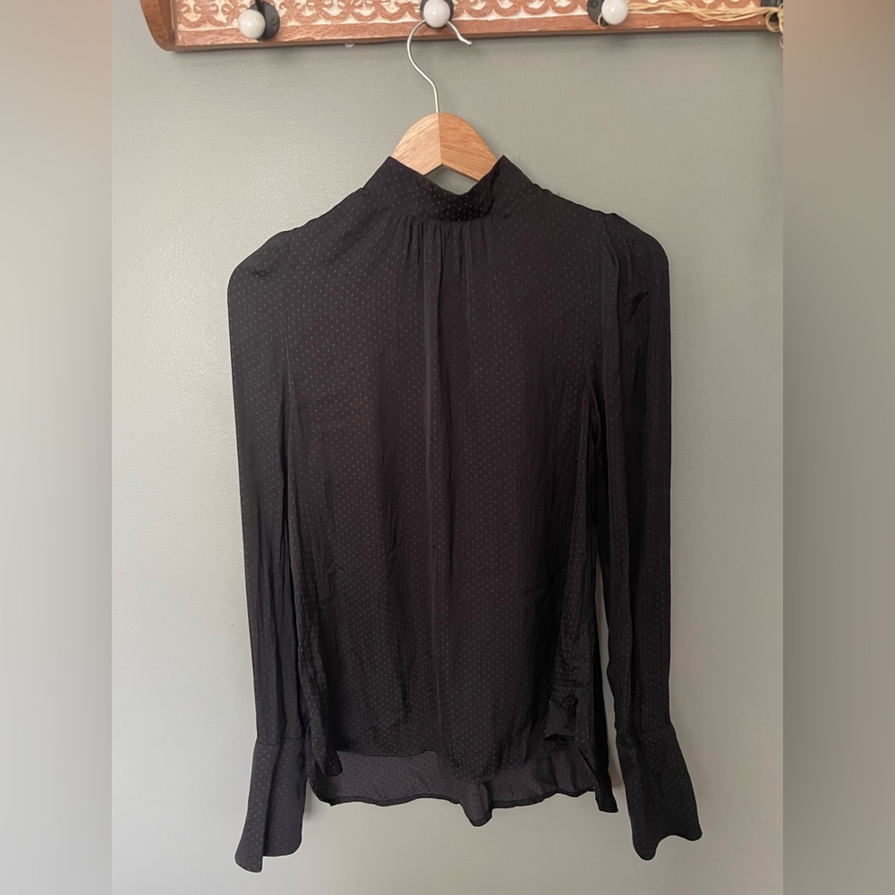 H&M Black mock-neck dot print blouse 2